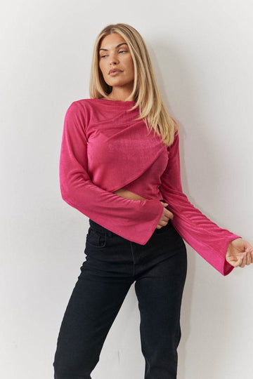 Acetate Slinky Co-Ord Wrap Crop Top